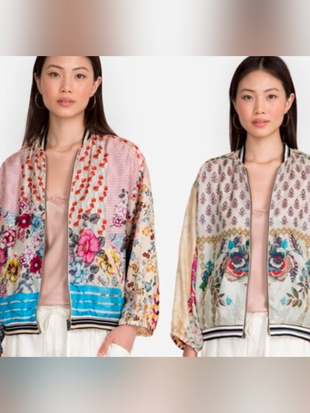 Johnny Was Reversible Silk Zaki Bomber Jacket